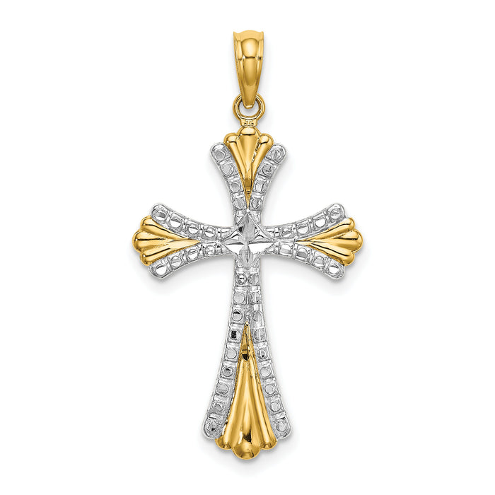 14K w/Rhodium and D/C Reversible Cross Charm-K9469