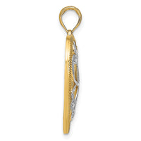 14k w/Rhodium and Filigree Heart Charm-K9473