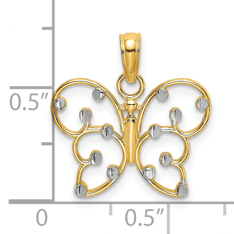 14k w/ Rhodium Butterfly Charm-K9476