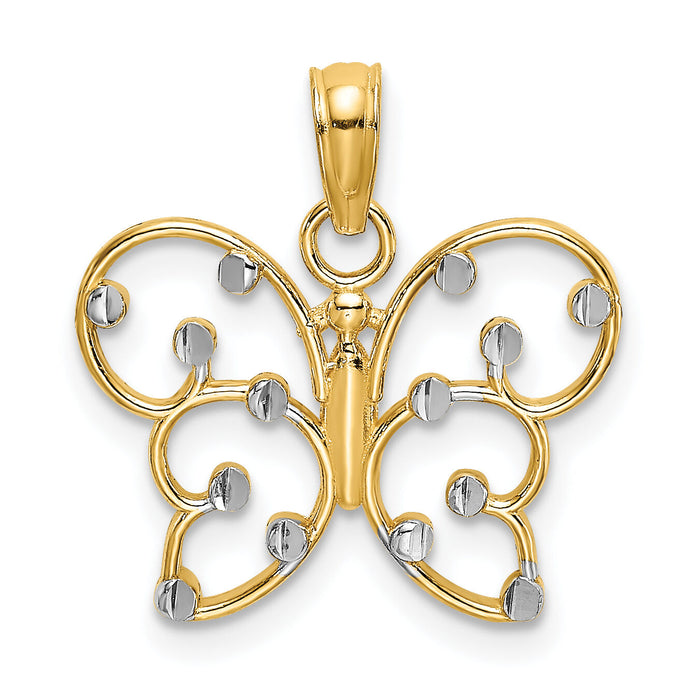 14k w/ Rhodium Butterfly Charm-K9476
