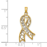 14k w/Rhodium Filigree Ribbon HOPE Charm-K9480