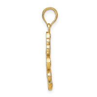 14K w/Rhodium Beaded Heart Petals Flower Charm-K9484