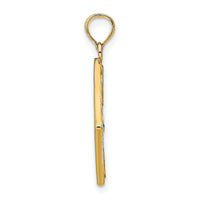 14K w/Rhodium Flower and Cross Square Charm-K9485