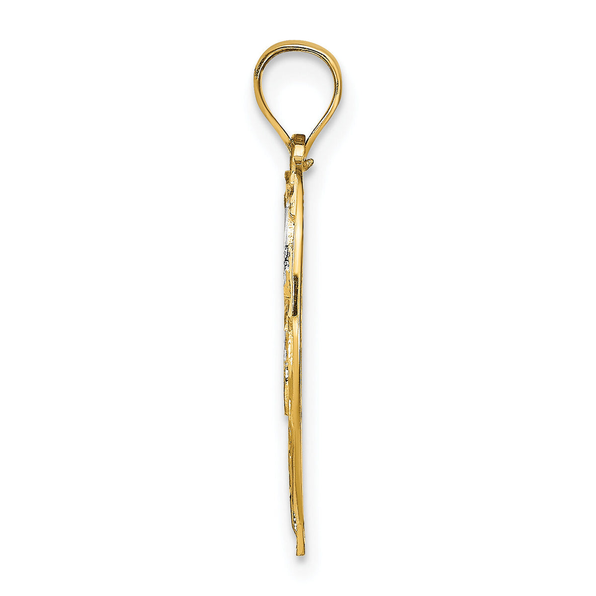 14K w/Rhodium Filigree Center Round Charm-K9488