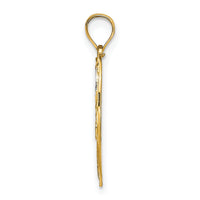 14K w/Rhodium Filigree Center Round Charm-K9488