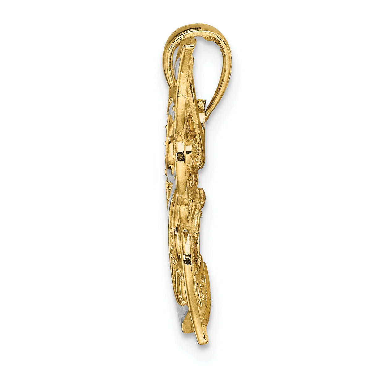 14k Two-tone Diamond-cut Butterfly Charm-K9489