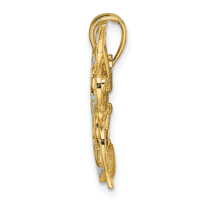 14k Two-tone Diamond-cut Butterfly Charm-K9489