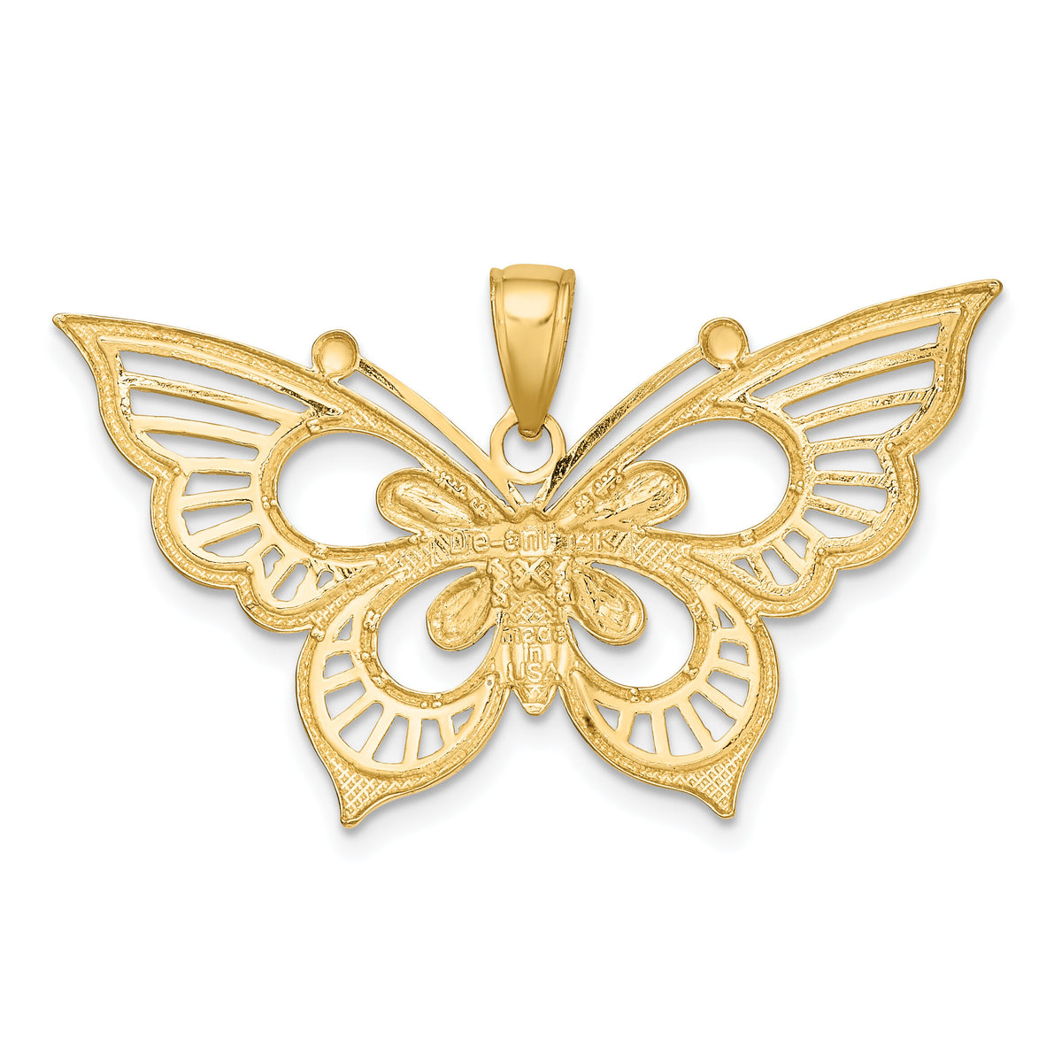 14k Two-tone Diamond-cut Butterfly Charm-K9489