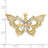 14k Two-tone Diamond-cut Butterfly Charm-K9489