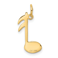 14k Polished Flat-Backed Musical Note Charm-K949
