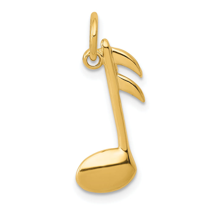 14k Polished Flat-Backed Musical Note Charm-K949