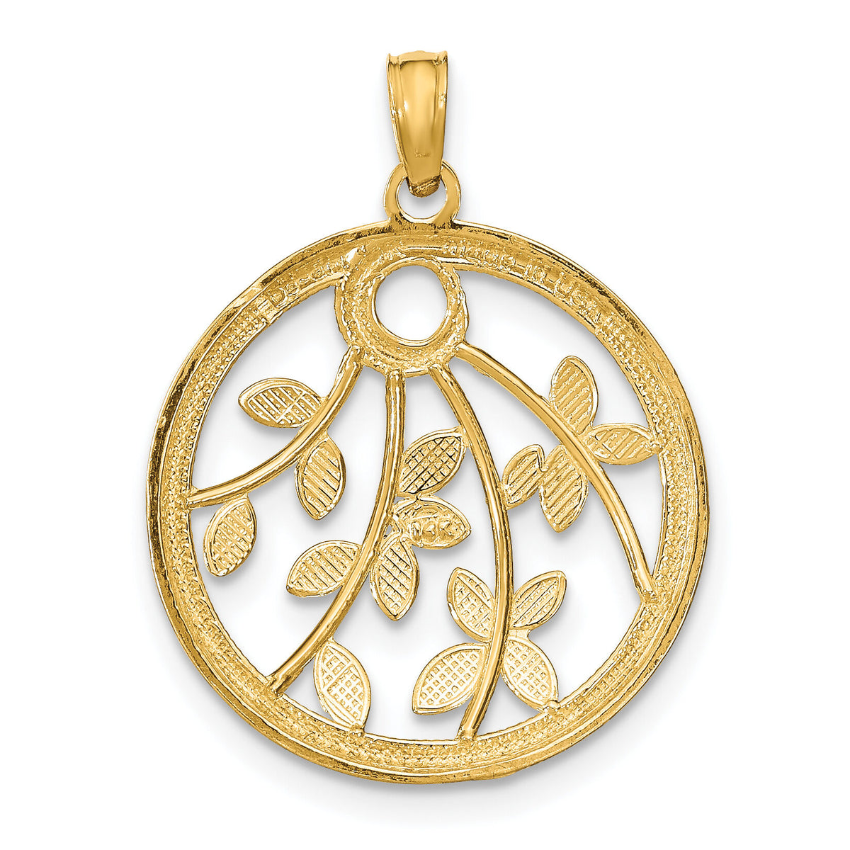 14K w/Rhodium Round Frame Charm-K9491