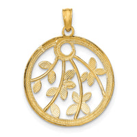 14K w/Rhodium Round Frame Charm-K9491
