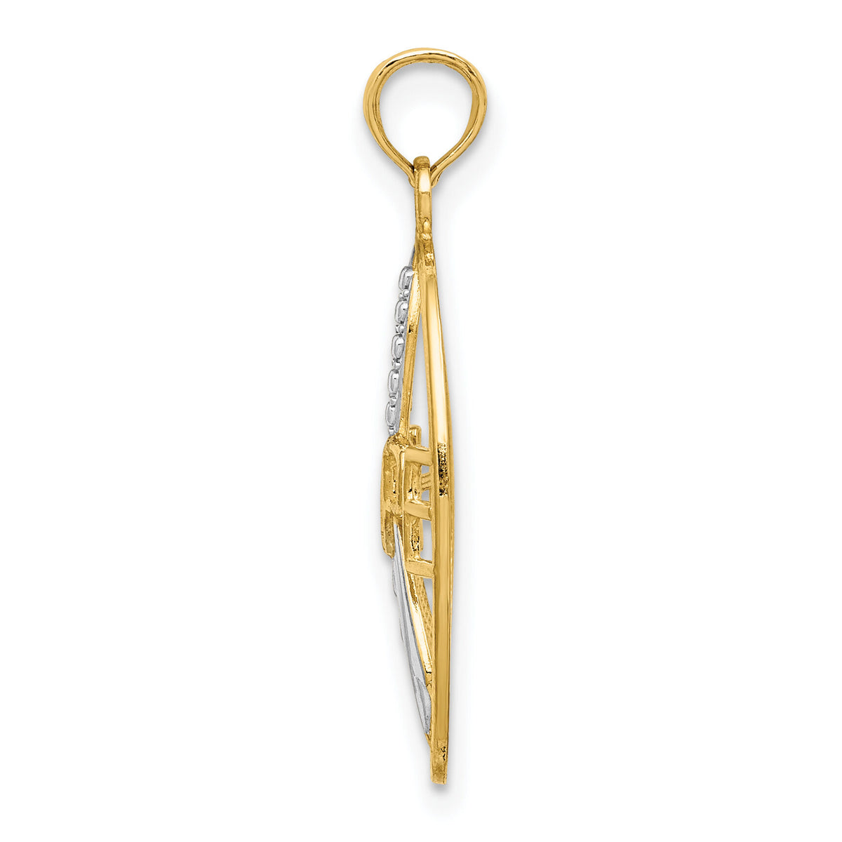 14k w/Rhodium Textured HOPE w/ Ribbon Charm-K9492