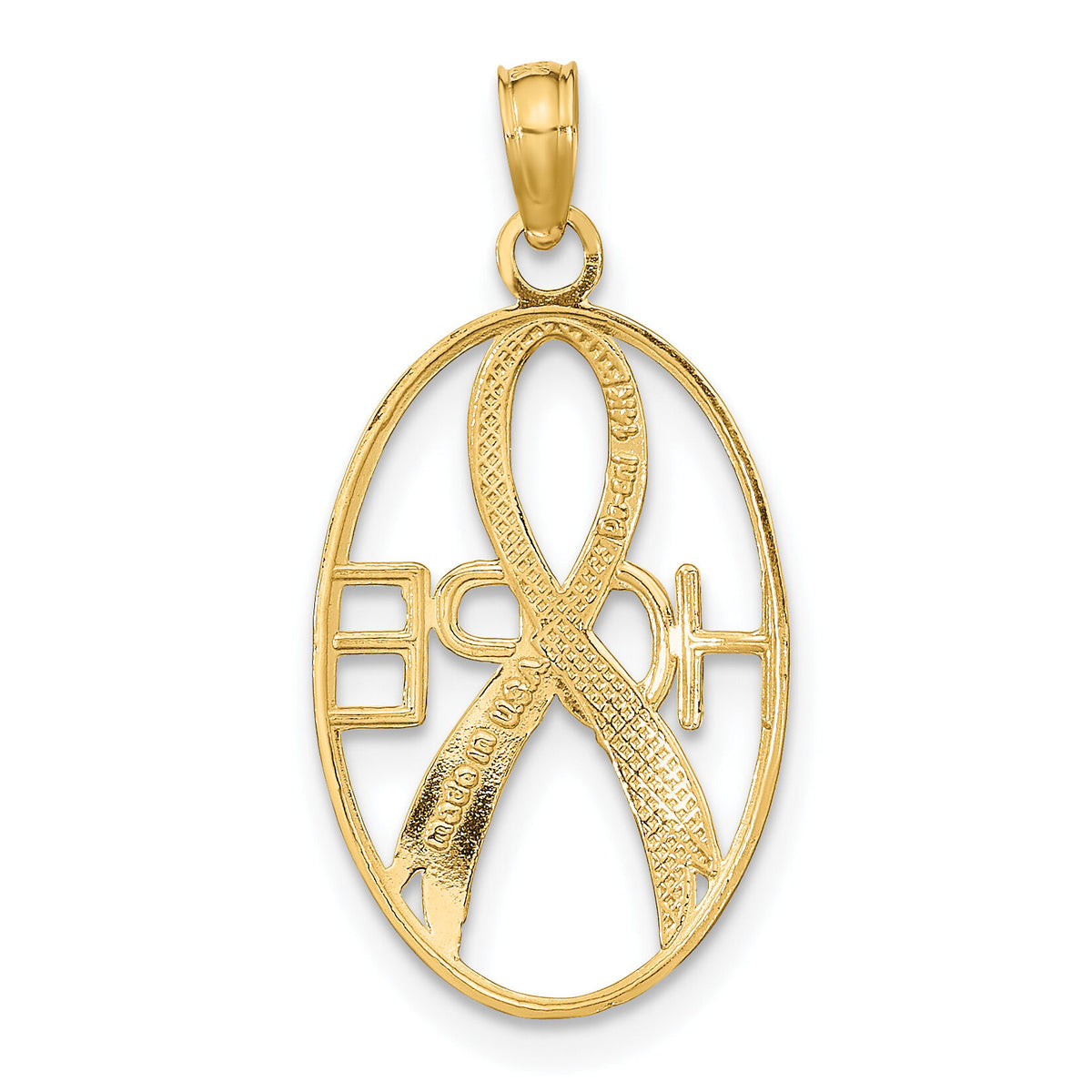 14k w/Rhodium Textured HOPE w/ Ribbon Charm-K9492