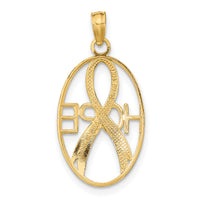 14k w/Rhodium Textured HOPE w/ Ribbon Charm-K9492