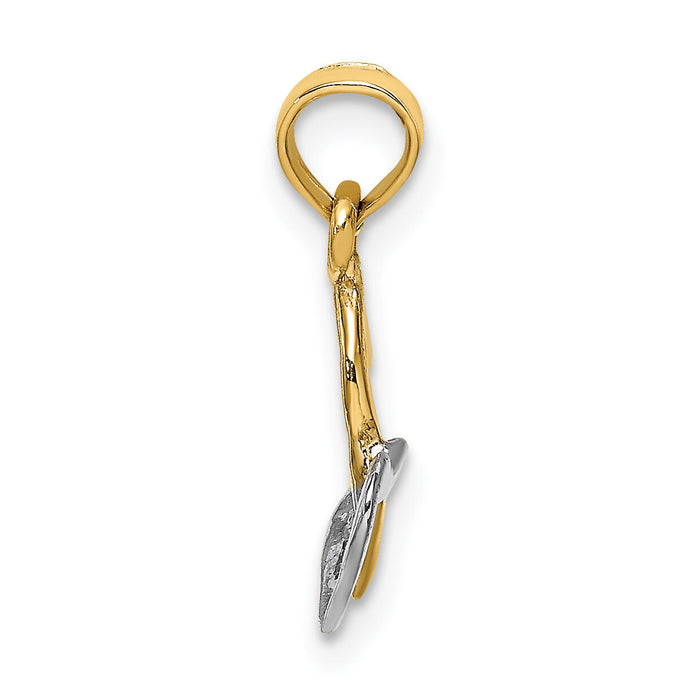 14k With White Rhodium Polished Hearts Interwined Charm-K9493