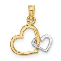 14k With White Rhodium Polished Hearts Interwined Charm-K9493