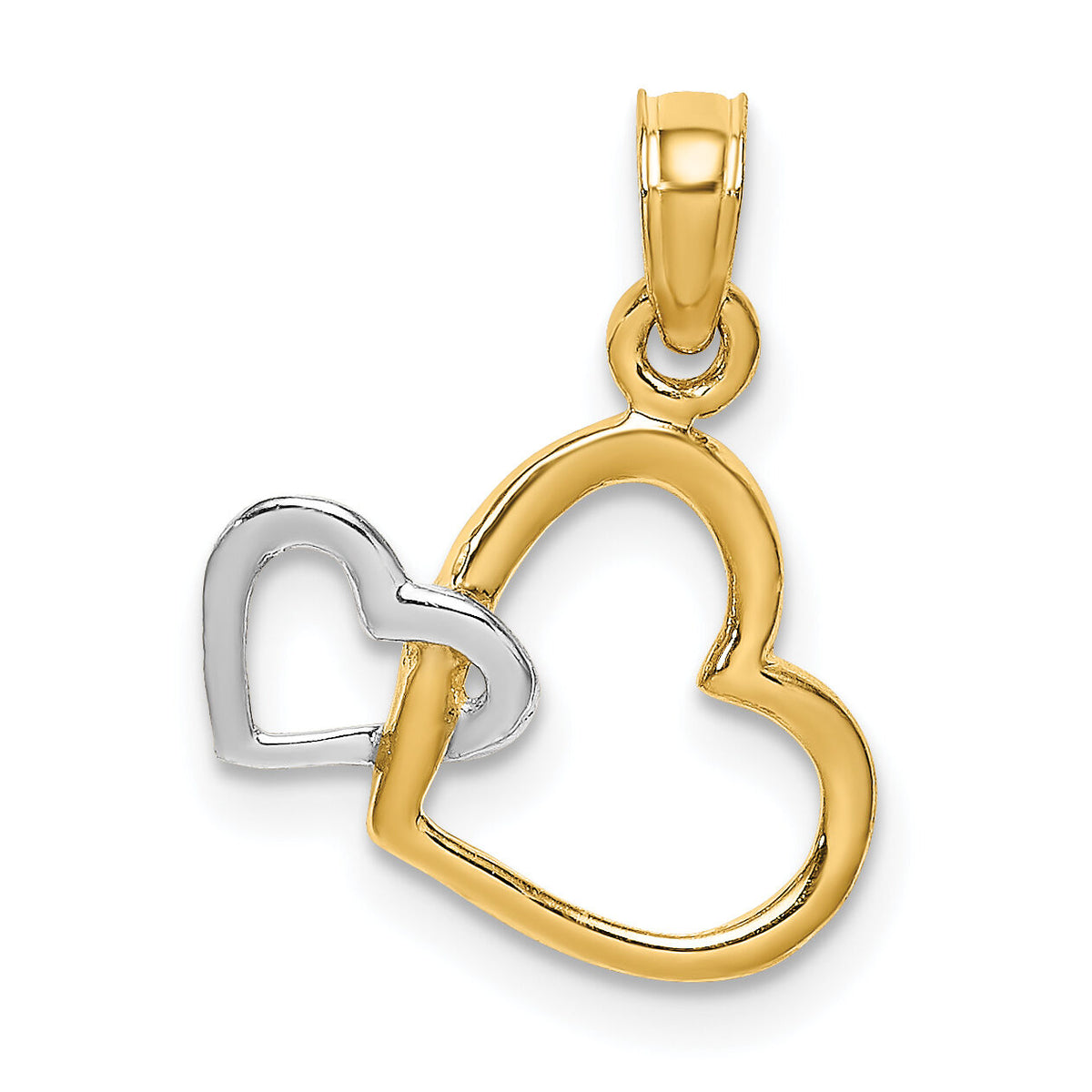 14k With White Rhodium Polished Hearts Interwined Charm-K9493