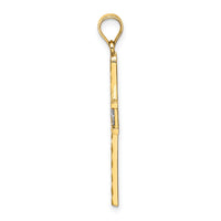 14K W/ Rhodium and D/C Flower Design Cross Charm-K9496