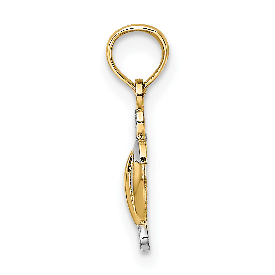 14K with White Rhodium Sea Turtle Charm-K9499