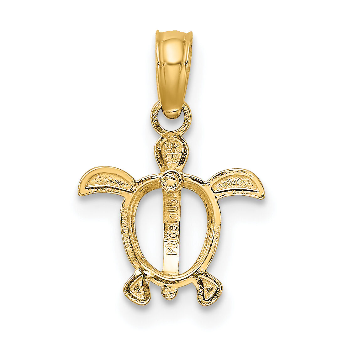 14K with White Rhodium Sea Turtle Charm-K9499