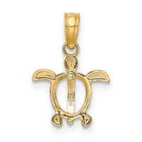 14K with White Rhodium Sea Turtle Charm-K9499