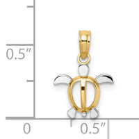 14K with White Rhodium Sea Turtle Charm-K9499