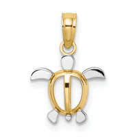 14K with White Rhodium Sea Turtle Charm-K9499