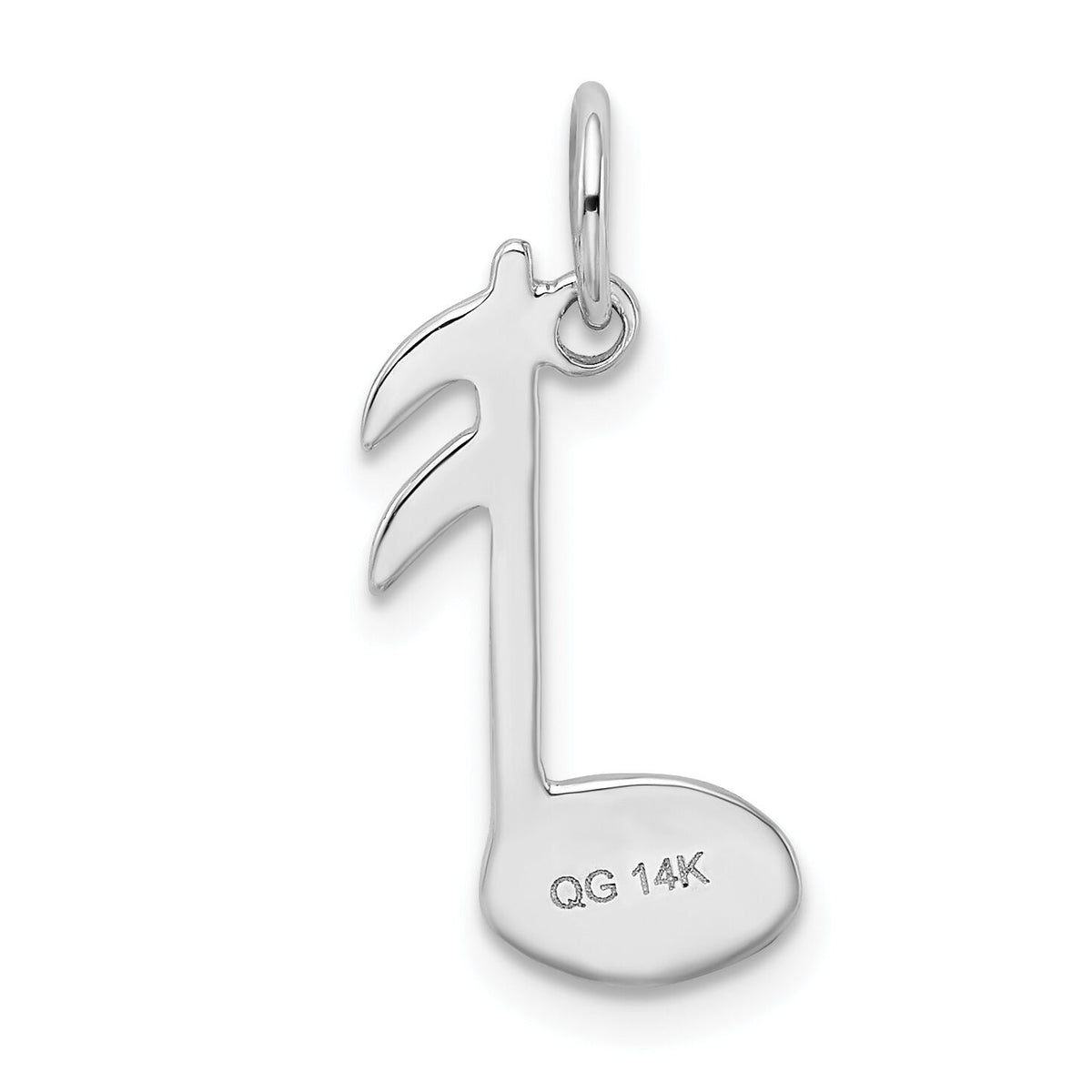 14k White Gold Polished Flat-Backed Musical Note Charm-K950