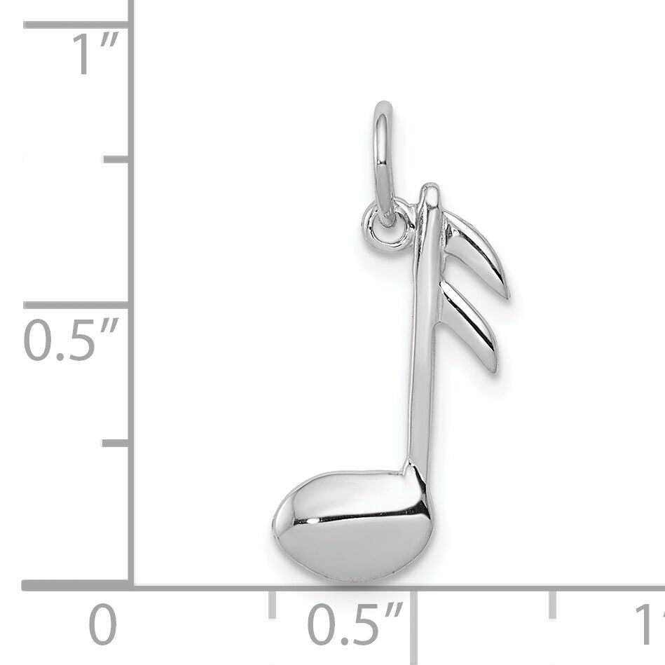 14k White Gold Polished Flat-Backed Musical Note Charm-K950