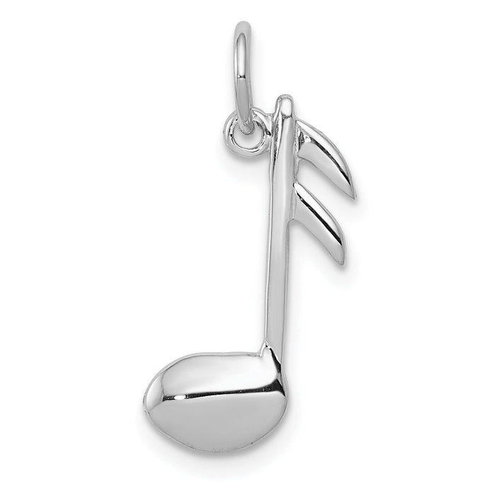 14k White Gold Polished Flat-Backed Musical Note Charm-K950