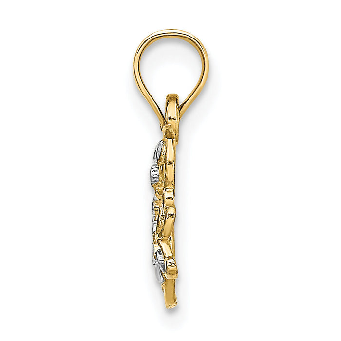 14k w/ Rhodium Diamond-cut Butterfly Charm-K9500