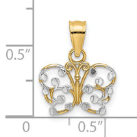 14k w/ Rhodium Diamond-cut Butterfly Charm-K9500