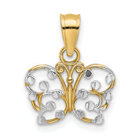 14k w/ Rhodium Diamond-cut Butterfly Charm-K9500