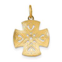 14K w/Rhodium Hearts and D/C Maltese Cross Charm-K9505