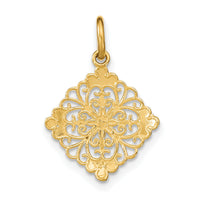14K w/Rhodium and D/C Filigree Medallion Charm-K9506