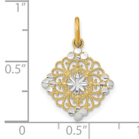 14K w/Rhodium and D/C Filigree Medallion Charm-K9506