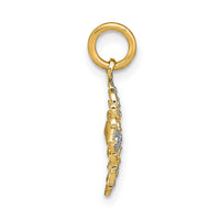 14K w/Rhodium and  D/C Filigree Medallion Charm-K9508