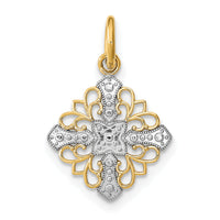 14K w/Rhodium and  D/C Filigree Medallion Charm-K9508