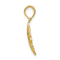 14K w/Rhodium and D/C  Filigree Flower Charm-K9509