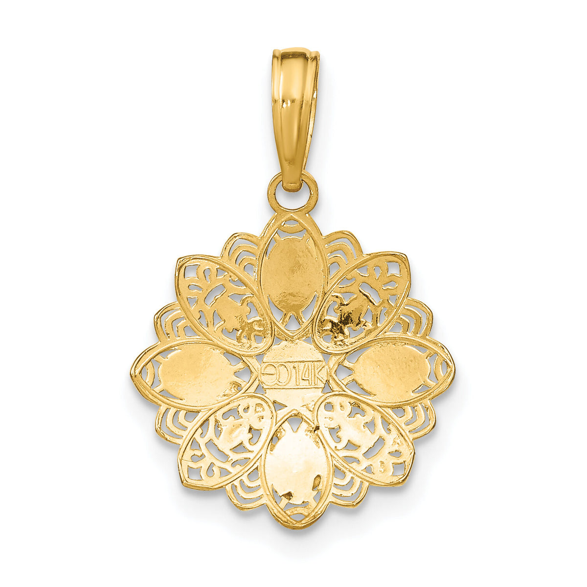 14K w/Rhodium and D/C  Filigree Flower Charm-K9509