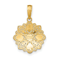 14K w/Rhodium and D/C  Filigree Flower Charm-K9509