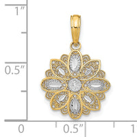 14K w/Rhodium and D/C  Filigree Flower Charm-K9509