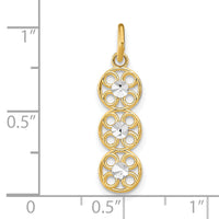 14K w/Rhodium and D/C 3 Circle Charm-K9511