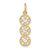 14K w/Rhodium and D/C 3 Circle Charm-K9511