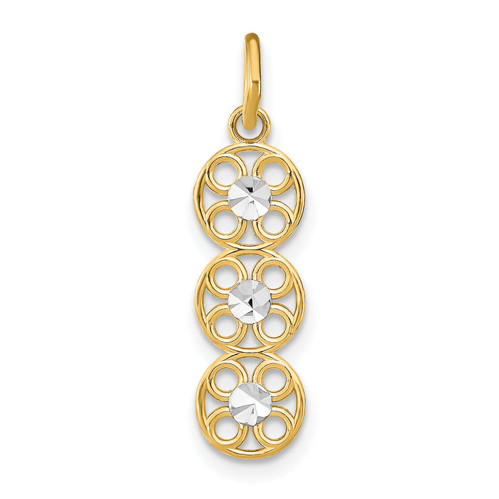 14K w/Rhodium and D/C 3 Circle Charm-K9511