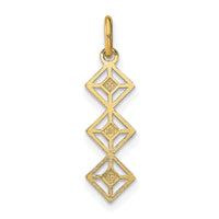14K w/Rhodium and D/C 3 Diamond Shapes Charm-K9512