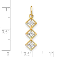 14K w/Rhodium and D/C 3 Diamond Shapes Charm-K9512