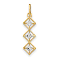 14K w/Rhodium and D/C 3 Diamond Shapes Charm-K9512